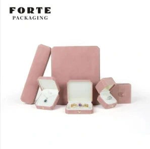 Forte Luxury Anello rosa Portagioie ottagonale Scatola di imballaggio in velluto in magazzino