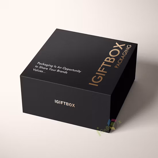 Confezione regalo di imballaggio di carta pieghevole rigida pieghevole personalizzata stampata nera di lusso all'ingrosso della Cina con magnetico